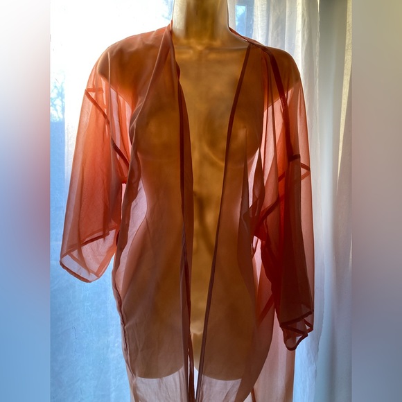 Sonoma Kohl’s Ombré Sheer Orange Belted Kimono, Recycled Polyester Blend! - Picture 9 of 11
